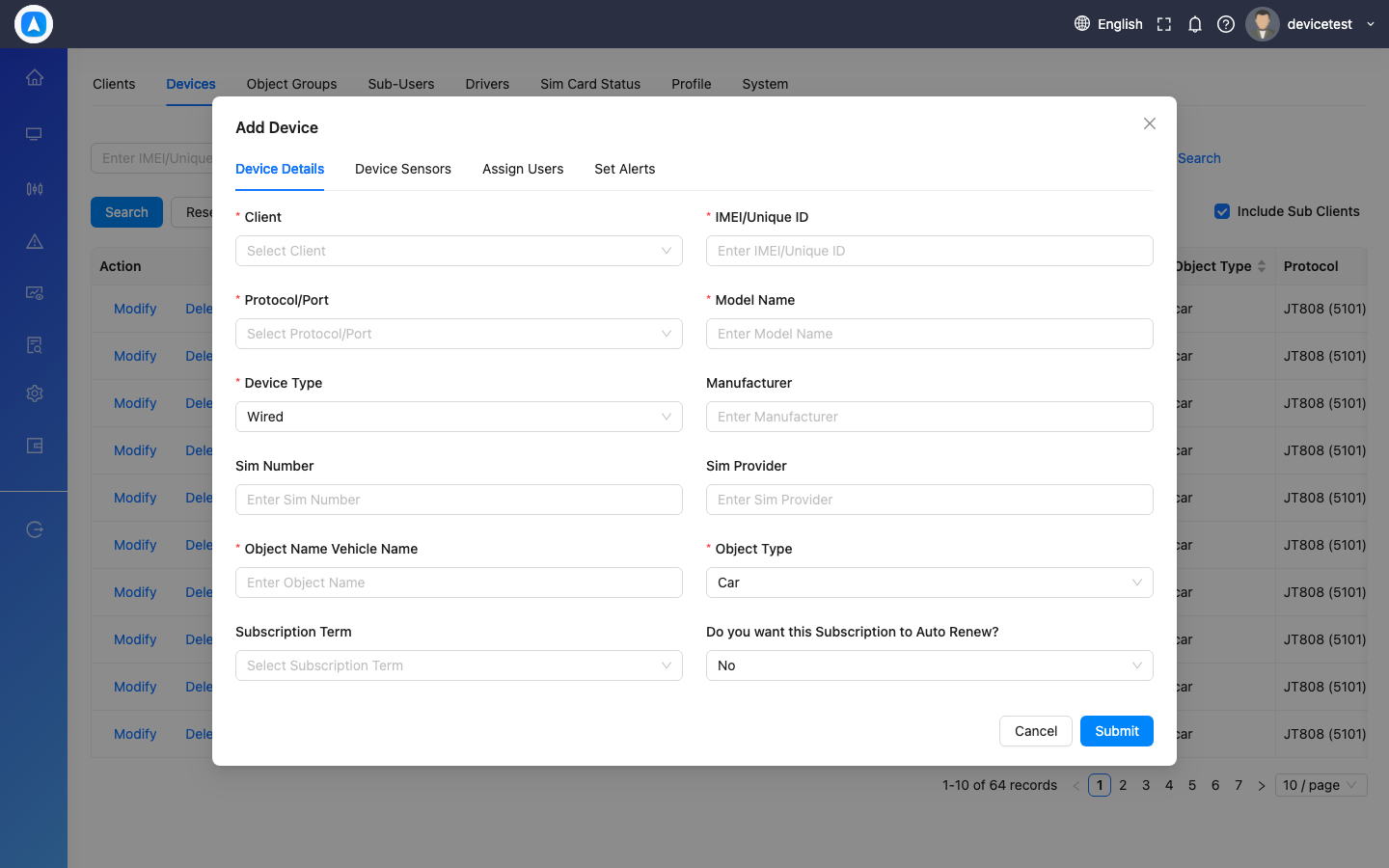 Add Device Form