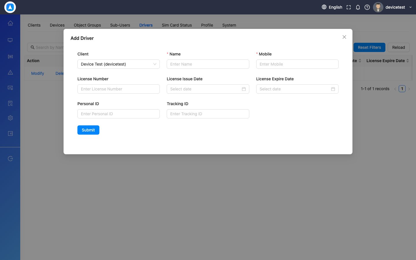Add Driver Form