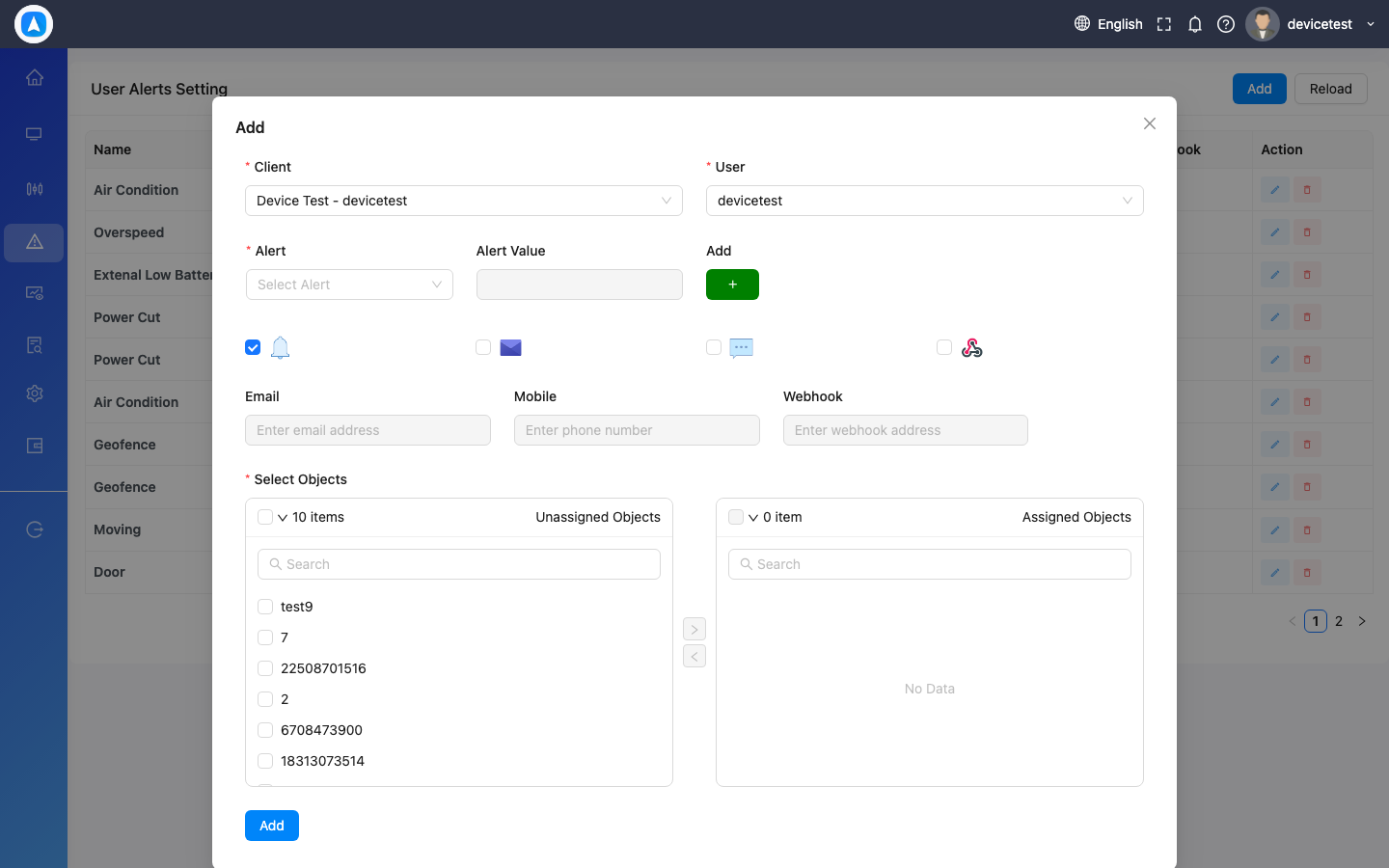 Create Alert Form
